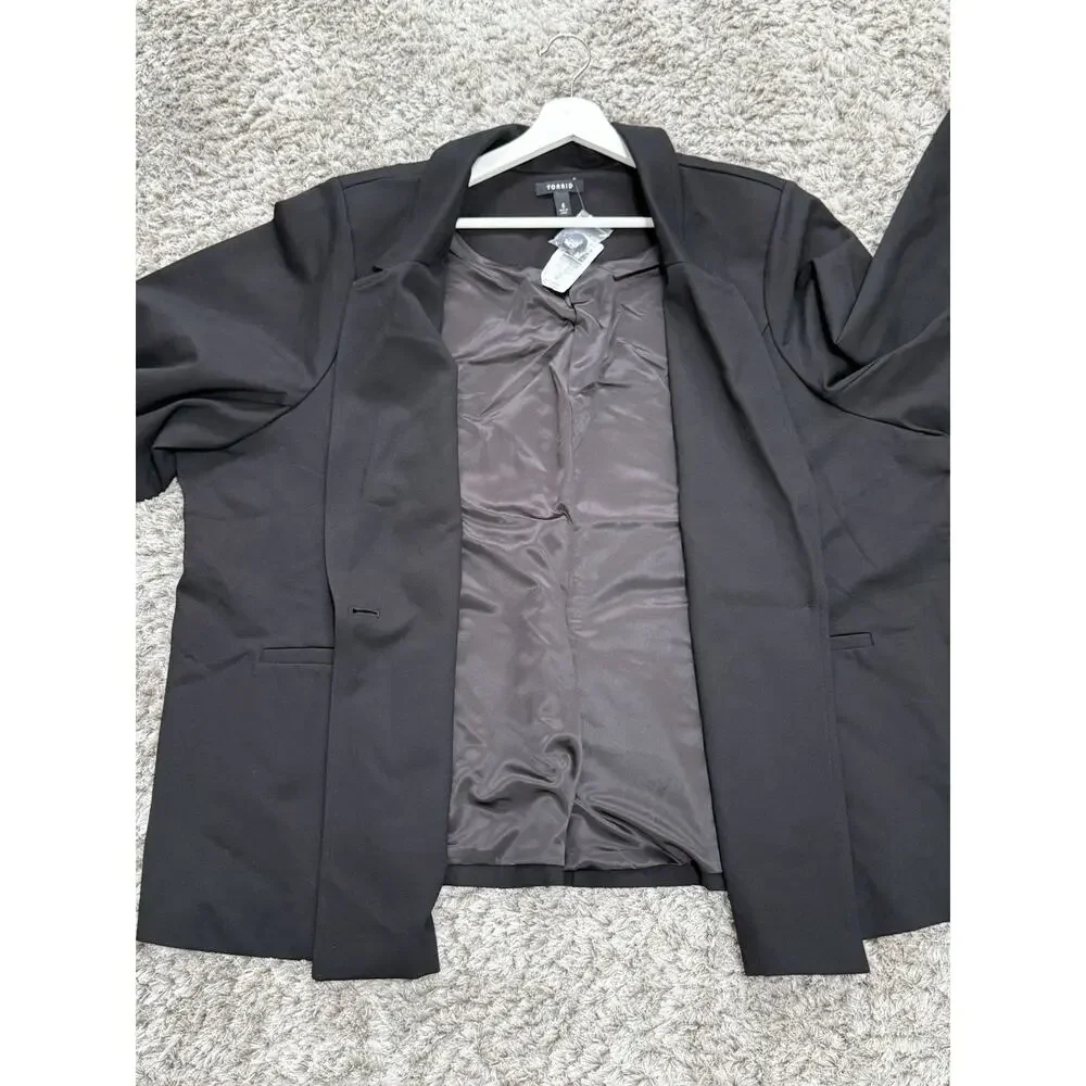 Torrid Womens Black Blazer Jacket Single Button Plus Size 6X Workwear Office NWT